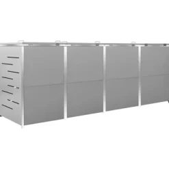 vidaXL Tillbehör Till Avfallshantering-Skjul till fyra sopkärl 276,5x77,5x112,5 cm rostfritt stål - Ställningar till sopkärl