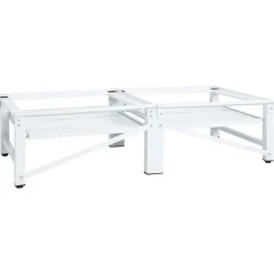 vidaXL Tvättmaskiner-Sockel för tvättmaskin med utdragbar hylla vit