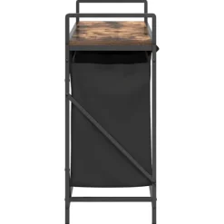 vidaXL Tvättkorg 3 fack med hylla rökfärgad ek