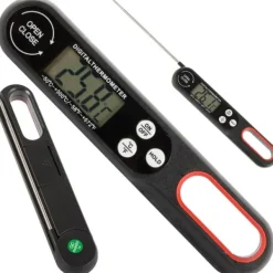 Matlagningstermometrar-Vikbar Digital Kökstermometer Instant Read Svart