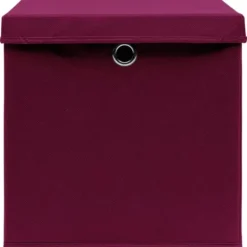 Vikbara förvaringslådor med lock - 10 st | Färg: Mörkröd | Storlek: 32x32x32 cm