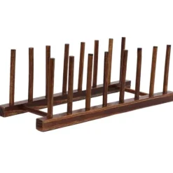 Diskställ & Torkställ-Vikbart 8-kolumns torkställ i trä för kökskärl