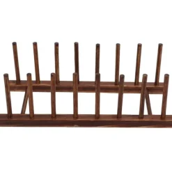 Diskställ & Torkställ-Vikbart 8-kolumns torkställ i trä för kökskärl