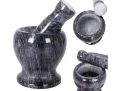 Vilde Granitsten mortel med mortelstöt för malning av kryddor örter nötter tung 11 cm