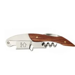 Korkskruvar-Vinflasköppnare i rostfritt stål med lättgrepp av trä