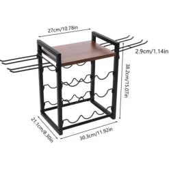 Vinhylla, rymmer 9 flaskor, inkluderar glasförvaring,svart