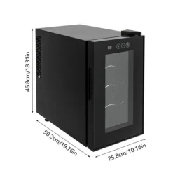 Vinkyl - Bänkvinkyl - 8 flaskor - 23 L - 8–18 °C intelligent temperaturkontroll - Halvledarkylning (Peltier) - LED-display - Fristående - Svart
