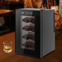 Vinkyl - Bänkvinkyl - 8 flaskor - 23 L - 8–18 °C intelligent temperaturkontroll - Halvledarkylning (Peltier) - LED-display - Fristående - Svart