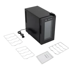 Vinkyl - Bänkvinkyl - 8 flaskor - 23 L - 8–18 °C intelligent temperaturkontroll - Halvledarkylning (Peltier) - LED-display - Fristående - Svart