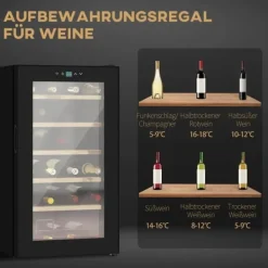 Vinkylar-Vinkyl 24 flaskor, 5–20 °C, LED, 43×45×75 cm, svart