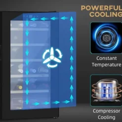 Vinkylar-Vinkyl 24 flaskor, 5–20 °C, LED, 43×45×75 cm, svart