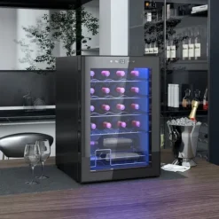 Vinkylar-Vinkyl 20 flaskor 53 L, 5–18 °C, kompressor, anti-UV glasdörr, LED, svart