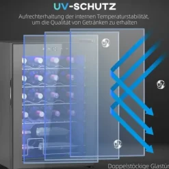 Vinkylar-Vinkyl 20 flaskor 53 L, 5–18 °C, kompressor, anti-UV glasdörr, LED, svart