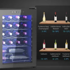 Vinkylar-Vinkyl 20 flaskor 53 L, 5–18 °C, kompressor, anti-UV glasdörr, LED, svart