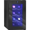 Vinkylare - 8 flaskor - Dubbel termoelektrisk kylning - 8–18 °C - Glasdörr med UV‑skydd - LED‑display & ljus - EU‑kontakt - Svart