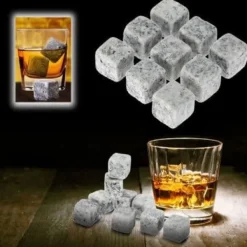 Whiskystenar-Vinkylare, 100 % naturliga whiskystenar dricker iskub Whiskeysten Whiskey Rock Cooler Present - Typ 9st Svart
