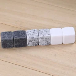 Whiskystenar-Vin-kylare - Whisky Rock - 6 stycken - Natursten - Återanvändbar - Vit färg