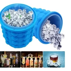 Isformar-Vinkylare, stor 2 i 1 bärbar silikonishink med lock, kubframställningsform, verktyg - blå typ