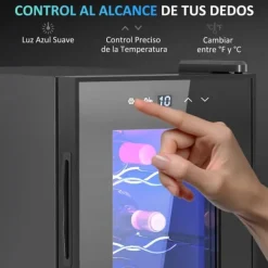 Vinkylskåp - 6 Flaskor 17 L - Invändig LED-belysning - Pekskärm - Justerbar temperatur - Metall - Svart