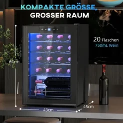 Vinkylar-Vinlagringsskåp, 43x45x64 cm, Svart