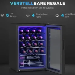 Vinkylar-Vinlagringsskåp, 43x45x64 cm, Svart