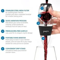 Vinluftare - Elegant - BPA-fri akryl - Instantfilter - Svarvdesign - Svart