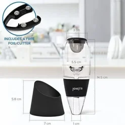 Vinluftare - Elegant - BPA-fri akryl - Instantfilter - Svarvdesign - Svart