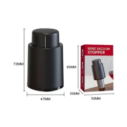 Vinproppar, riktiga vakuumproppar, återanvändbar vinbehållare, vinkorkar håller sig färska, bästa jul- och födelsedagspresenter för vinälskare. Svart | CDON