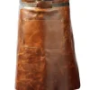 Förkläden-Vitello Lädergrillförkläde med Ficka 60 cm Långt Cognac