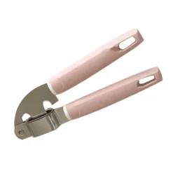 Vitlökspressar-Vitlökspress Rostfritt stål Plasthandtag Vitlöksfärs Lätt att pressa rengöring Vitlökskross för kök Rosa