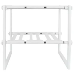 Köksorganiserare-2-vånings diskbänksställ skåporganisatör förvaring teleskopisk hylla kök badrumshållare