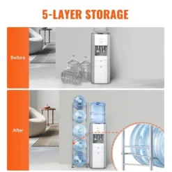 Vattenkylare-5-vånings vattenkannahållare, enkelrad vattenflaskställ för 5 flaskor, hållbart silverdesign, platsbesparande lösning