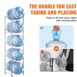 Vattenkylare-5-vånings vattenkannahållare, enkelrad vattenflaskställ för 5 flaskor, hållbart silverdesign, platsbesparande lösning