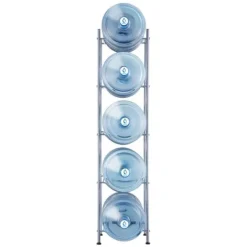 Vattenkylare-5-vånings vattenkannahållare, enkelrad vattenflaskställ för 5 flaskor, hållbart silverdesign, platsbesparande lösning