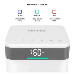Vonroc Luftavfuktare-Avfuktare 12L/dygn – WiFi – Tvättläge – Luftfilter – 2L tank