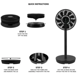 Vonroc Fläktar-BREEZE Sladdlös Fläkt – Tyst < 44 dB – 24 hastigheter – 3 vindlägen – Bord- & golvmodell – Touchpanel & fjärrkontroll – Svart