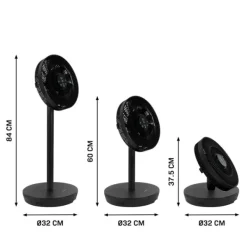 Vonroc Fläktar-BREEZE Sladdlös Fläkt – Tyst < 44 dB – 24 hastigheter – 3 vindlägen – Bord- & golvmodell – Touchpanel & fjärrkontroll – Svart