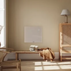 Vonroc Värmeelement-Elvärmare 1000W – Glaspanel & WiFi | För rum upp till 12 m² | Timer & termostat | Beige