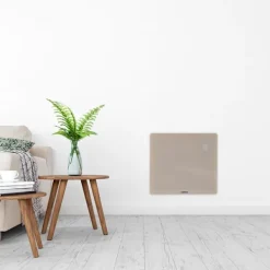 Vonroc Värmeelement-Elvärmare 1000W – Glaspanel & WiFi | För rum upp till 12 m² | Timer & termostat | Beige