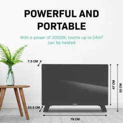 Vonroc Värmeelement-Lyxigt konvektorelement med glaspanel – 2000W – Grå | Wifi