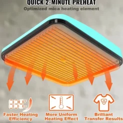 Ultraljudstvätt-Värmepress 12 x 10 i bärbar, enkel press, sublimeringsöverföring, DIY T-shirt, hög värme och precision