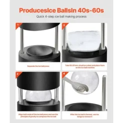 Värmepress för Isbollar, 60 mm Klara Sfärer, Whisky Glassmaker, Perfekt för Drinks, Hög Kvalitet