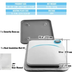 Värmepress 9x9 Portable Easy Press, Sublimeringsöverföringsskrivare för DIY T-shirt, kompakt och enkel att använda