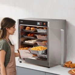 Matuppvärmare-Värmeskåp för mat, 5 nivåer rostfritt stål, justerbara hyllor, förvaring