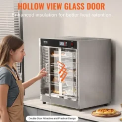 Matuppvärmare-Värmeskåp för mat, 5 nivåer rostfritt stål, justerbara hyllor, förvaring