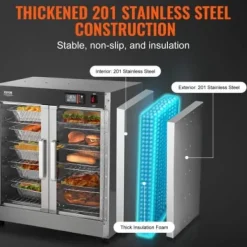 Matuppvärmare-Värmeskåp för mat, 5 nivåer rostfritt stål, justerbara hyllor, förvaring