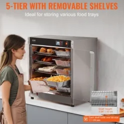 Matuppvärmare-Värmeskåp för mat, 5 nivåer rostfritt stål, justerbara hyllor, förvaring