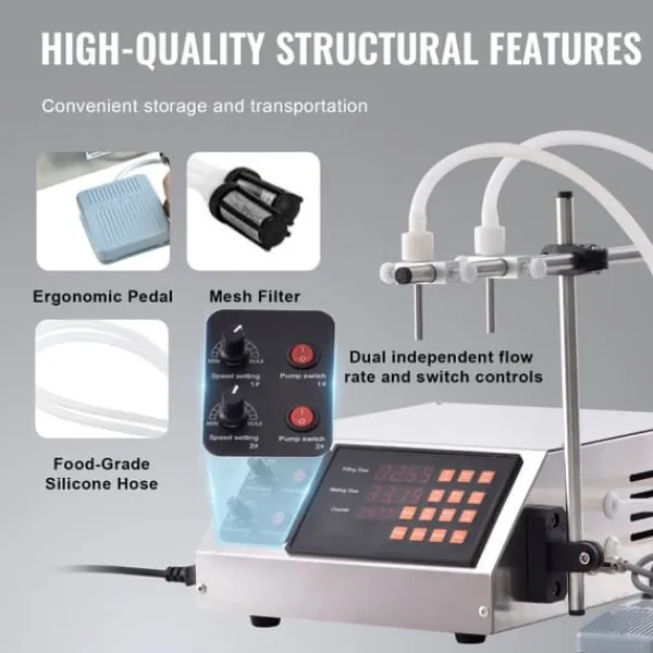 Dryckesautomater-Vätskepåfyllningsmaskin, 30-4000 ml kapacitet, automatisk flaskfyllare för mjölk, vatten, vin, sojasås m.m.