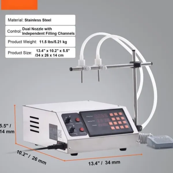 Dryckesautomater-Vätskepåfyllningsmaskin, 30-4000 ml kapacitet, automatisk flaskfyllare för mjölk, vatten, vin, sojasås m.m.