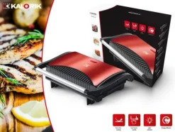 700W BRÖDROST ELEKTRISK GRILL Röd för PANINI TORTILLASMÖRGÅSAR